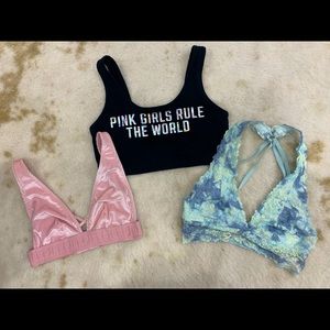 3 PINK bralettes